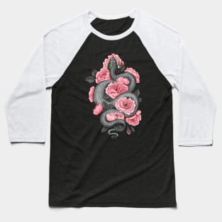 Snake and peach roses Baseball T-Shirt